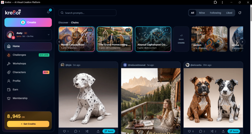 Kre8or AI Review - Dashboard Screenshot