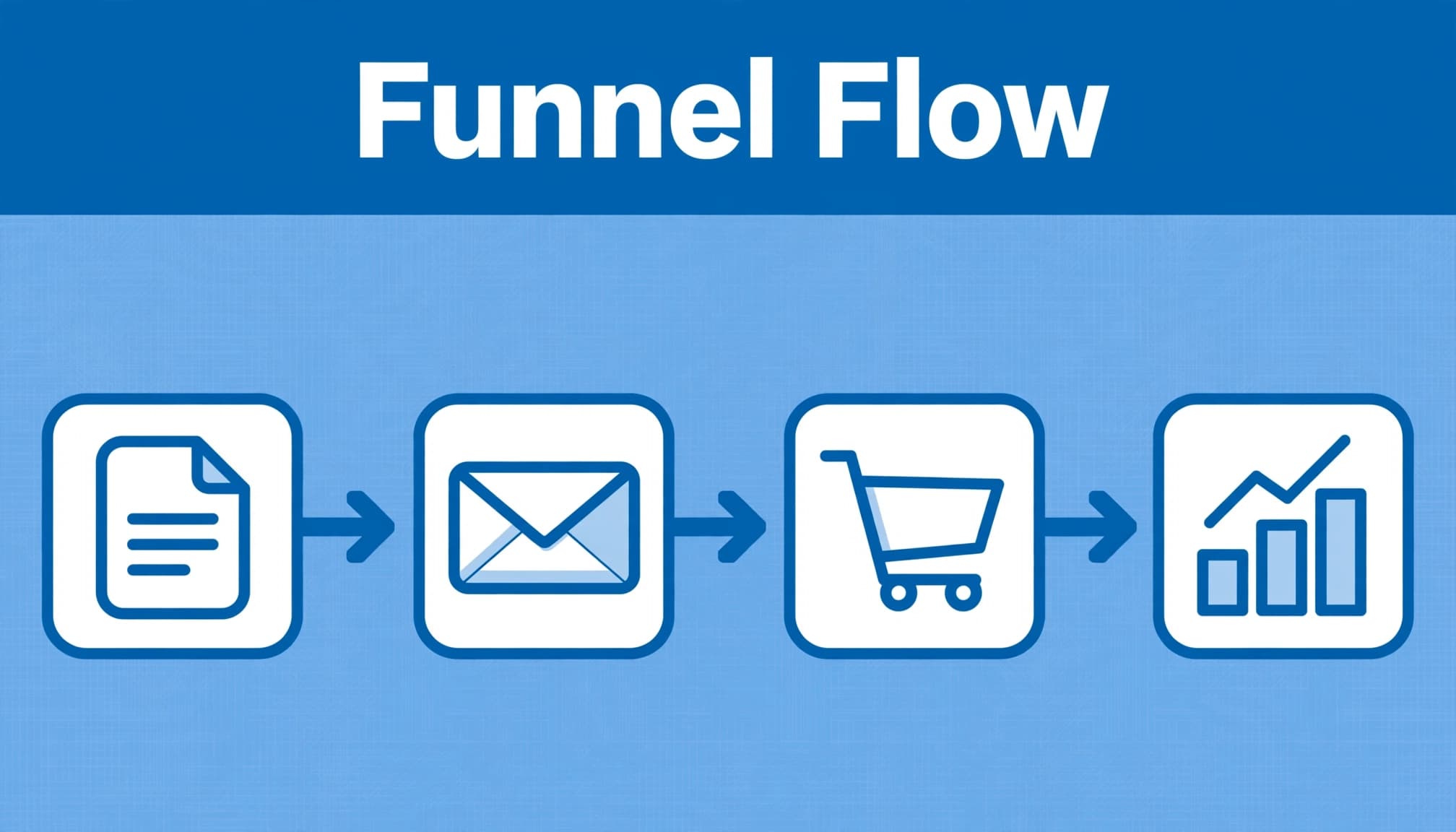 Blue affiliatemarketing funnels graphic linking content, email, shopping cart, and analytics stages.