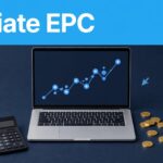 Laptop showing an upward EPC chart beside a calculator.