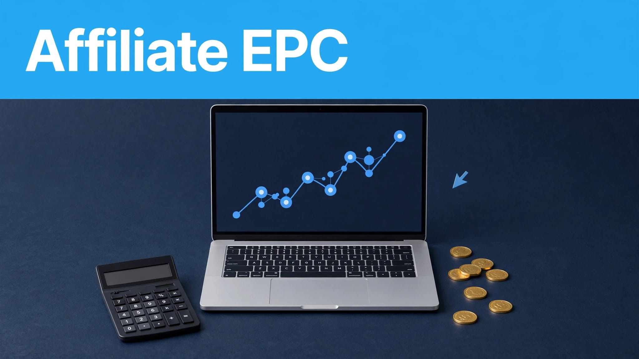 Laptop showing an upward EPC chart beside a calculator.